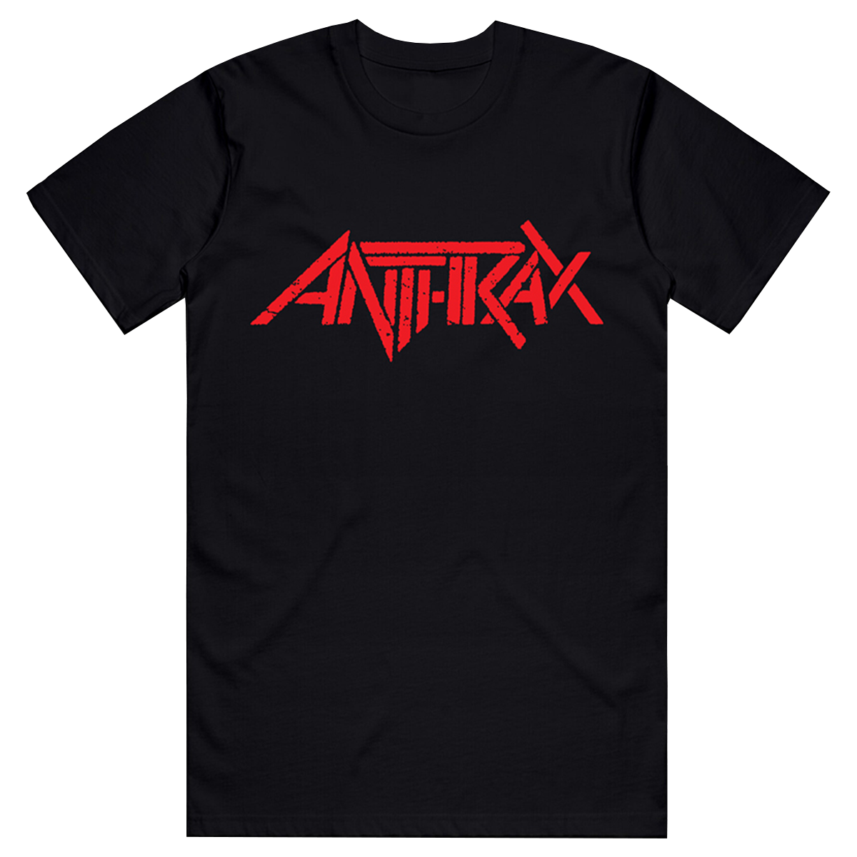 The Anthrax tee featuring a bold red logo on the front. Made from a soft, lightweight material, it’s perfect for staying comfortable while rocking out anywhere.