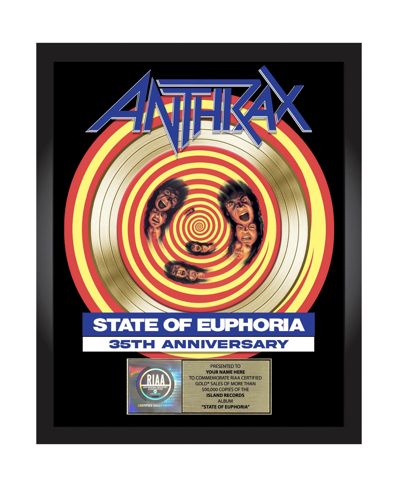 Anthrax State of Euphoria 35th Anniversary Plaque